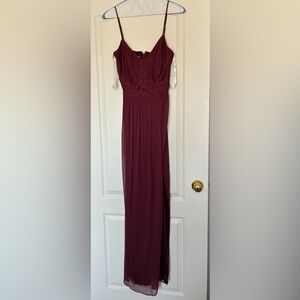 David's Bridal Burgundy Maxi Dress